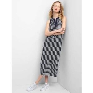 GAP Navy Blue & White Striped Midi Tank Dress